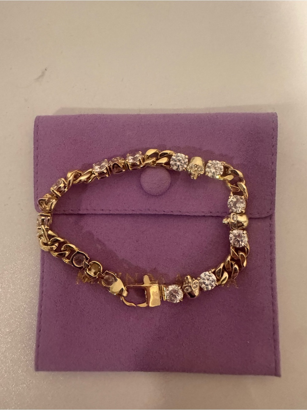 Melinda Maria Gold Tennis Bracelet with Skull detailing
